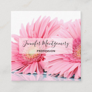 Carte De Visite Carré Pink Gerbera Daisies Elegant Photo