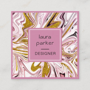 Carte De Visite Carré Pink Gold Abstrait Artitic Girly Professional