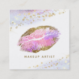 Carte De Visite Carré *~* Pink Gold Pastel Parties scintillant lèvres Ma