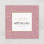 Carte De Visite Carré Pink Gold Raindrop Moderne Monogramme tendance (Dos)