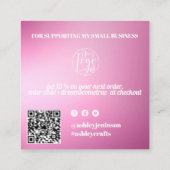 Carte De Visite Carré Pink gradient rétro script ordre merci (Dos)