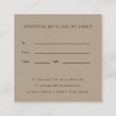 CARTE DE VISITE CARRÉ PINK GREEN FOLIAGE INITIAL WREATH CADEAU CERTIFICA (Dos)