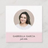 Carte De Visite Carré Pink Logo QR Code Photo Square Business Card (Devant)