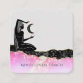 Carte De Visite Carré *~* Pink Opal Moon QR code GODDESS Meditate  (Devant)