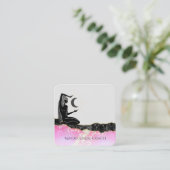 Carte De Visite Carré *~* Pink Opal Moon QR code GODDESS Meditate  (Debout devant)
