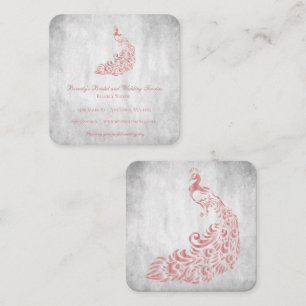 Carte De Visite Carré Pink Peacock Mariage et services nuptiaux