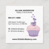 Carte De Visite Carré Pink Purple Cupcake Bakery (Dos)