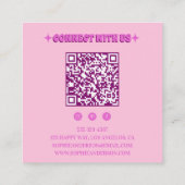 Carte De Visite Carré Pink Retro Groovy Wavy Checkered with QR Code      (Dos)