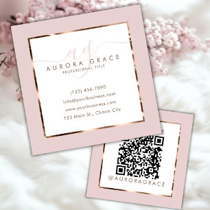 Carte De Visite Carré Pink Rose Gold Prestige professionnel