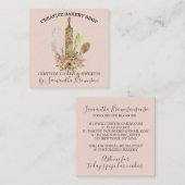 Carte De Visite Carré Pink Soft Bakery Pâtisserie Chef Ustensiles whisky (Devant / Derrière)