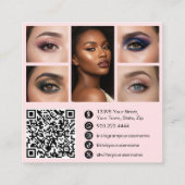 Carte De Visite Carré Pink White & Black Script Makeup Photo Personalize (Dos)