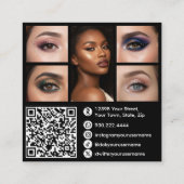 Carte De Visite Carré Pink White & Black Script Makeup Photo Personalize (Dos)