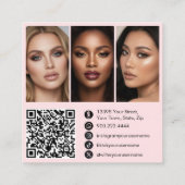 Carte De Visite Carré Pink White & Black Script Makeup Photo Personalize (Dos)