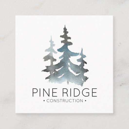 Carte De Visite Carré Pins rustiques | ]Carte de visite carré (Devant)