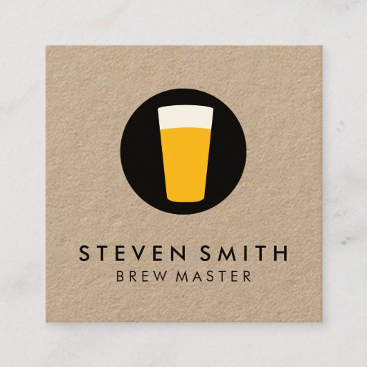 Carte De Visite Carré Pint de bière logo noir blanc (Devant)