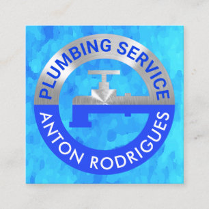 Carte De Visite Carré Pipeline En Argent Dans Les Eaux Bleues De Grunge