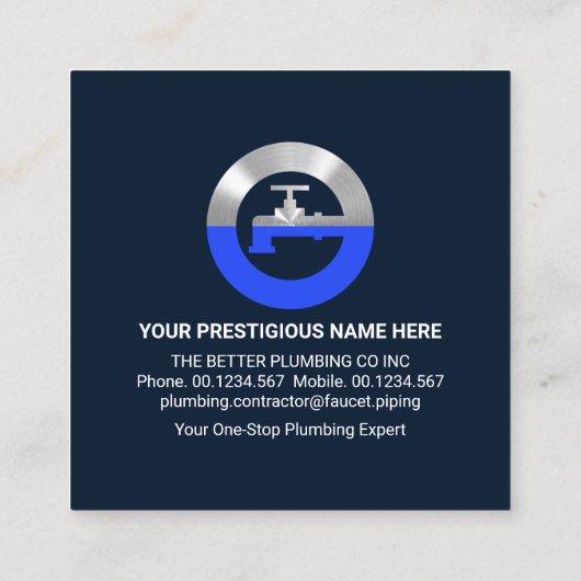 Carte De Visite Carré Pipeline En Argent Dans Les Eaux Bleues Sombres (Dos)