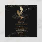 Carte De Visite Carré *~* PISCES Zodiac Astrologie Lectures Black Gold (Dos)