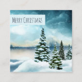 Carte De Visite Carré Pittoresque Winter Wonderland aquarelle peinture (Devant)