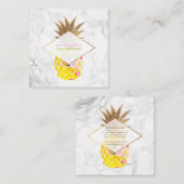 Carte De Visite Carré PixDezines Aloha Ananas/Or/Marbre (Devant / Derrière)