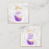 Carte De Visite Carré PixDezines Aloha Ananas/Or/Marbre (Devant / Derrière)