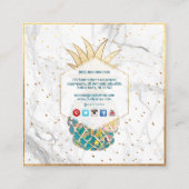 Carte De Visite Carré PixDezines ALOHA PINEAPPLE/BLEU TURQUOISE/OR FAUX (Dos)