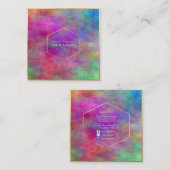 Carte De Visite Carré PixDezines Aquarelle Abstraite/Néon (Devant / Derrière)
