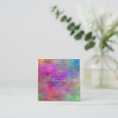Carte De Visite Carré PixDezines Aquarelle Abstraite/Néon (Debout devant)
