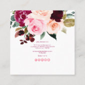 Carte De Visite Carré PixDezines Aquarelle Burgundy Blush Flowers (Dos)
