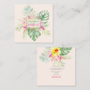 Carte De Visite Carré PixDezines Aquarelle Élégant Paradis Tropical