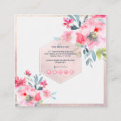 Carte De Visite Carré PixDezines Aquarelle Fleurs Rose Blush (Dos)