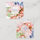 Carte De Visite Carré PixDezines Aquarelle Peach Cymbidium Orchid (Devant / Derrière)