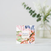 Carte De Visite Carré PixDezines Aquarelle Peach Cymbidium Orchid (Debout devant)