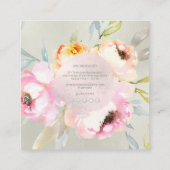 Carte De Visite Carré PixDezines Aquarelle Peonies+Sage (Dos)