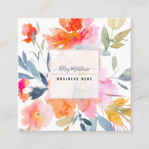 Carte De Visite Carré PixDezines Aquarelle Roses de jardin d'été