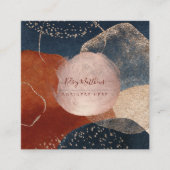 Carte De Visite Carré PixDezines Arrangement Abstrait H2 Rose Gold Busi (Devant)