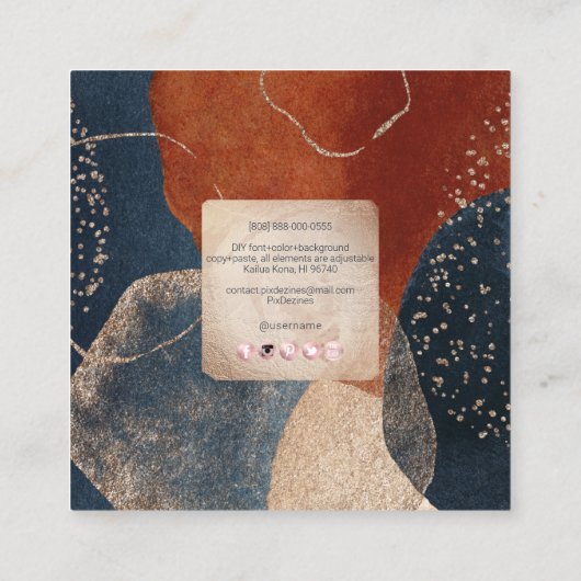 Carte De Visite Carré PixDezines Arrangement Abstrait H2 Rose Gold Busi (Dos)