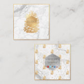 Carte De Visite Carré PixDezines FAUX OR PINECONES+MARBRE (Devant / Derrière)