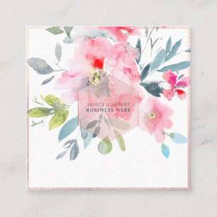 Carte De Visite Carré PixDezines Fleurs Aquarelles Pink Blush Honeycomb
