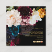 Carte De Visite Carré PixDezines Fleurs Moody foncées (Dos)