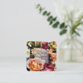 Carte De Visite Carré PixDezines Fleurs Moody foncées (Debout devant)