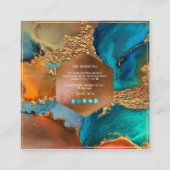 Carte De Visite Carré PixDezines Galaxy Abstrait H2 Cuivre Or Turquoise (Dos)