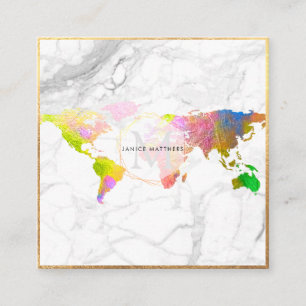 Carte De Visite Carré PixDezines GLOBAL MONOGRAM/FAUX GOLD