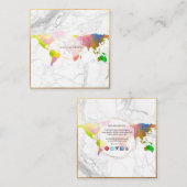 Carte De Visite Carré PixDezines GLOBAL MONOGRAM/FAUX GOLD (Devant / Derrière)