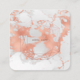 Carte De Visite Carré PixDezines Marble+Faux Rose Gold Emerald Coupe