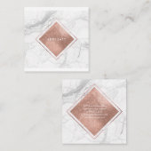 Carte De Visite Carré PixDezines Marble+Faux Rose Gold Foil (Devant / Derrière)