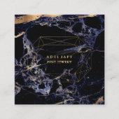 Carte De Visite Carré PixDezines Marbre Bleu+Faux Gold Gemstone Facet (Devant)