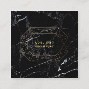 Carte De Visite Carré PixDezines Marbre noir+Faux Gold Gemstone Facet