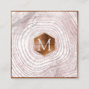 Carte De Visite Carré PixDezines MONOGRAM FAUX COPPER ARBRES