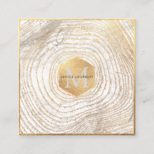Carte De Visite Carré PixDezines MONOGRAM/FAUX GOLD TREE RINGS